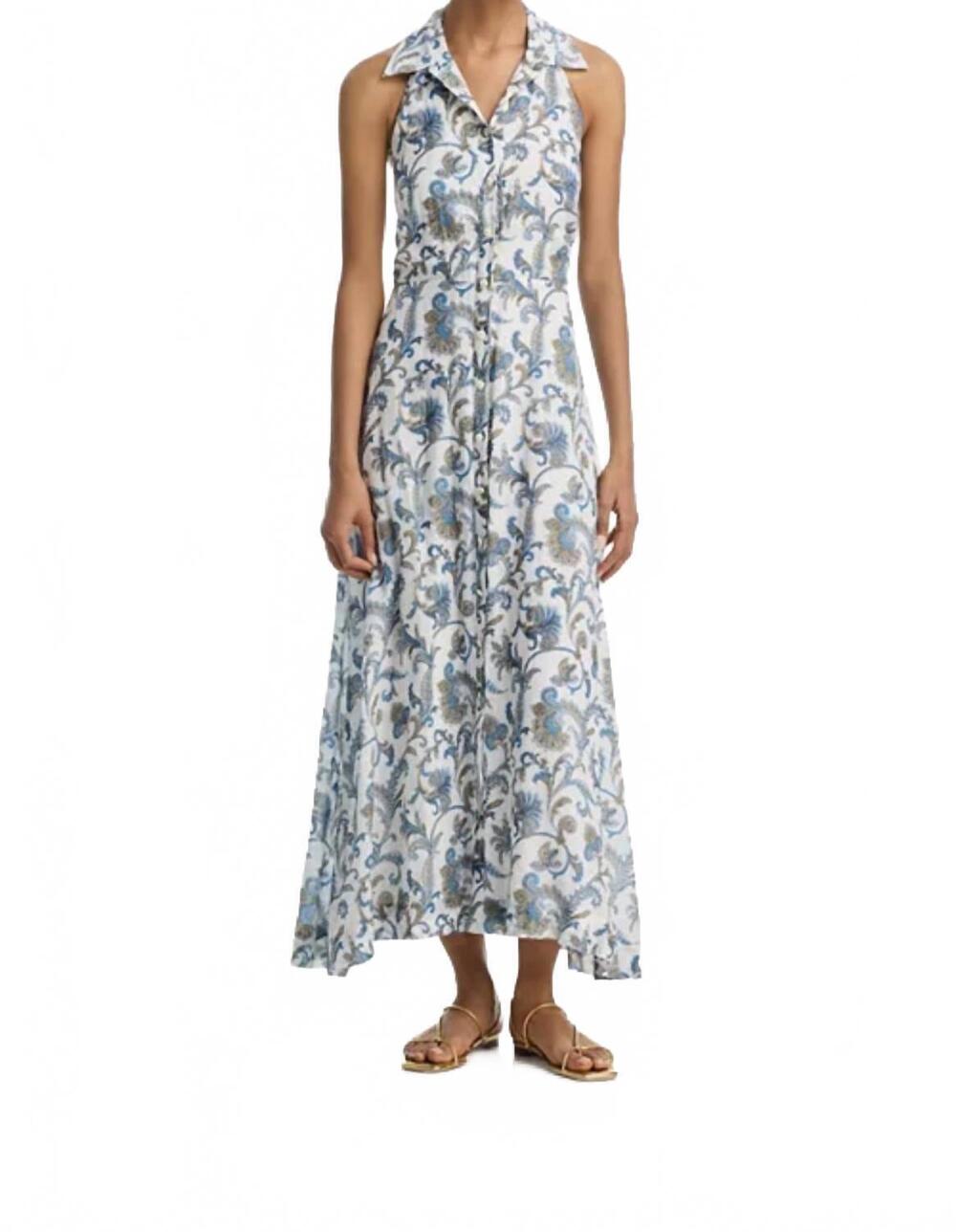 NEW VERONICA BEARD mackey maxi dress in dove multi